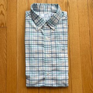 Southern Tide Men’s Long Sleeve Dress Shirt  Large Blue White Teal Checks
